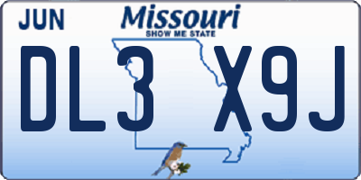 MO license plate DL3X9J