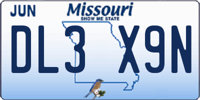 MO license plate DL3X9N