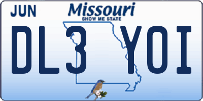 MO license plate DL3Y0I
