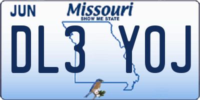 MO license plate DL3Y0J