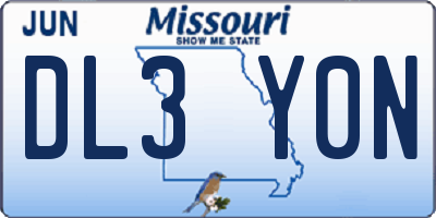 MO license plate DL3Y0N