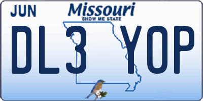 MO license plate DL3Y0P
