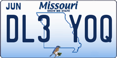 MO license plate DL3Y0Q