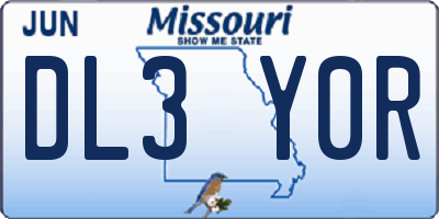 MO license plate DL3Y0R