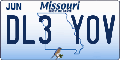 MO license plate DL3Y0V