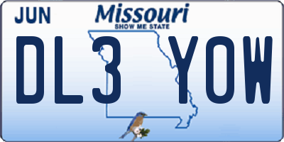 MO license plate DL3Y0W