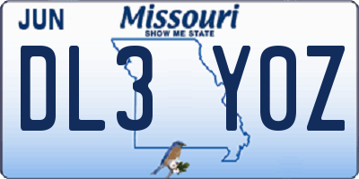 MO license plate DL3Y0Z
