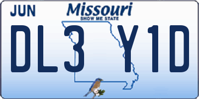 MO license plate DL3Y1D