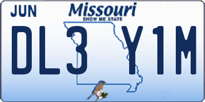 MO license plate DL3Y1M