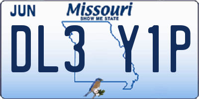 MO license plate DL3Y1P