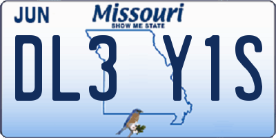 MO license plate DL3Y1S