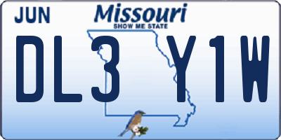 MO license plate DL3Y1W