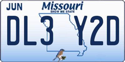 MO license plate DL3Y2D