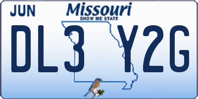 MO license plate DL3Y2G