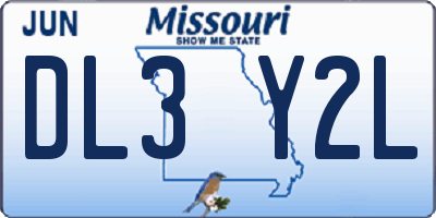MO license plate DL3Y2L