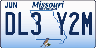 MO license plate DL3Y2M