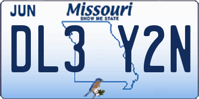 MO license plate DL3Y2N