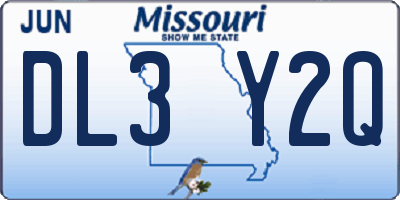 MO license plate DL3Y2Q