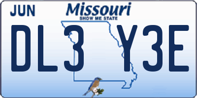 MO license plate DL3Y3E
