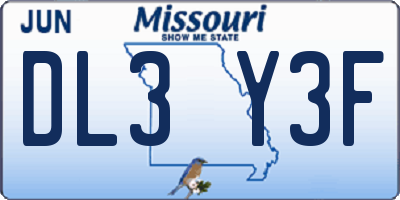MO license plate DL3Y3F