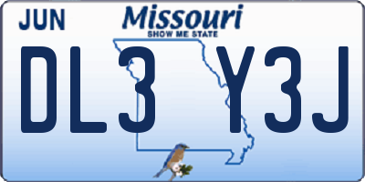 MO license plate DL3Y3J