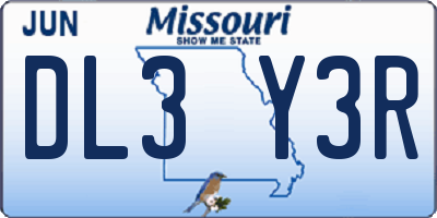 MO license plate DL3Y3R