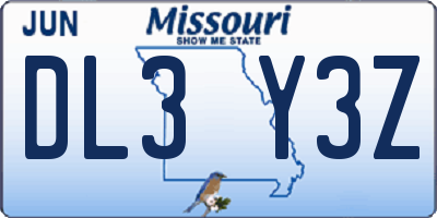 MO license plate DL3Y3Z
