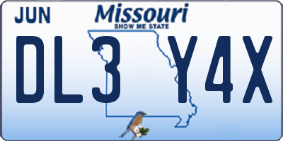MO license plate DL3Y4X