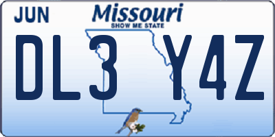 MO license plate DL3Y4Z