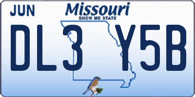 MO license plate DL3Y5B