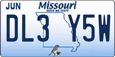 MO license plate DL3Y5W