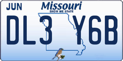 MO license plate DL3Y6B