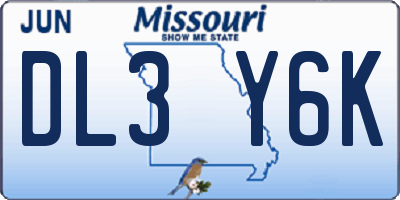 MO license plate DL3Y6K