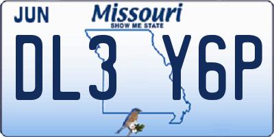 MO license plate DL3Y6P