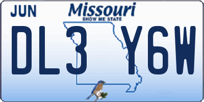 MO license plate DL3Y6W
