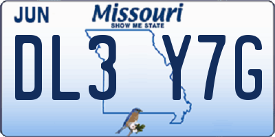 MO license plate DL3Y7G