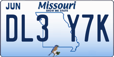 MO license plate DL3Y7K
