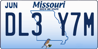MO license plate DL3Y7M