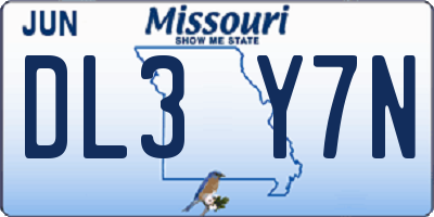 MO license plate DL3Y7N