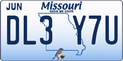 MO license plate DL3Y7U