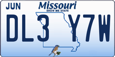 MO license plate DL3Y7W