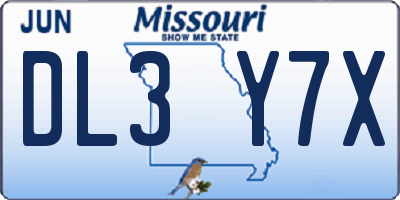 MO license plate DL3Y7X
