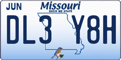 MO license plate DL3Y8H