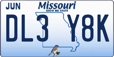 MO license plate DL3Y8K