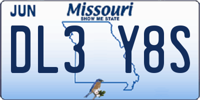 MO license plate DL3Y8S