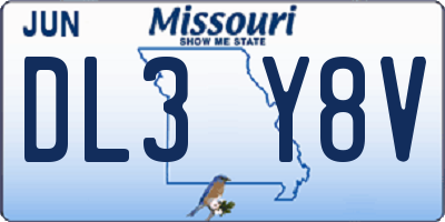 MO license plate DL3Y8V