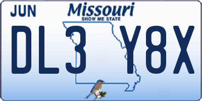 MO license plate DL3Y8X