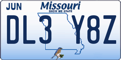 MO license plate DL3Y8Z