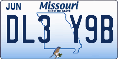 MO license plate DL3Y9B