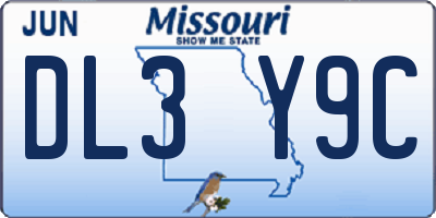 MO license plate DL3Y9C